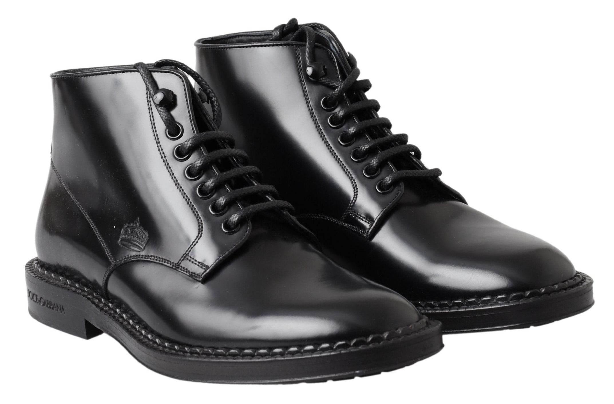 Dolce & Gabbana Elegant Black Leather Men's Boots - Hilstor
