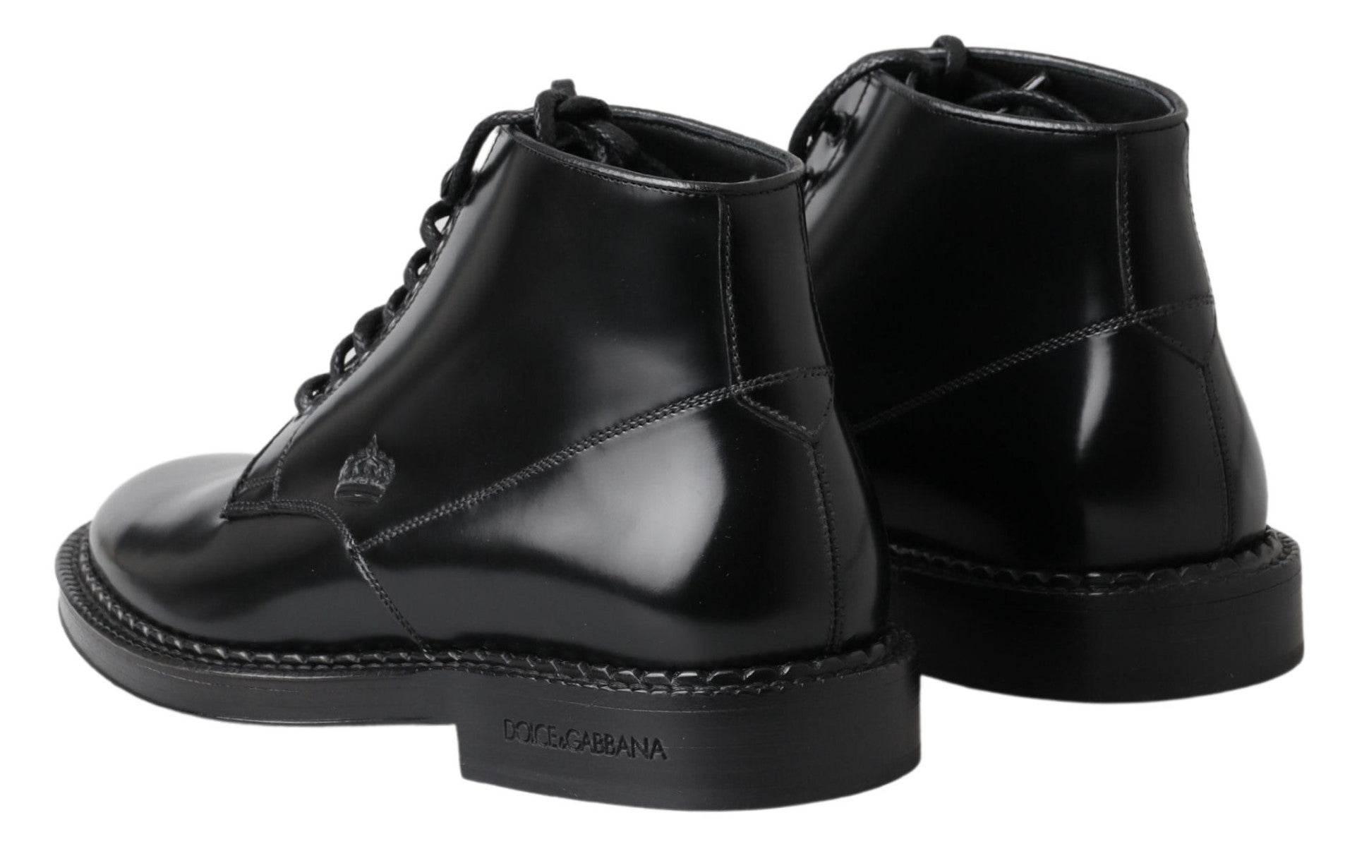 Dolce & Gabbana Elegant Black Leather Men's Boots - Hilstor