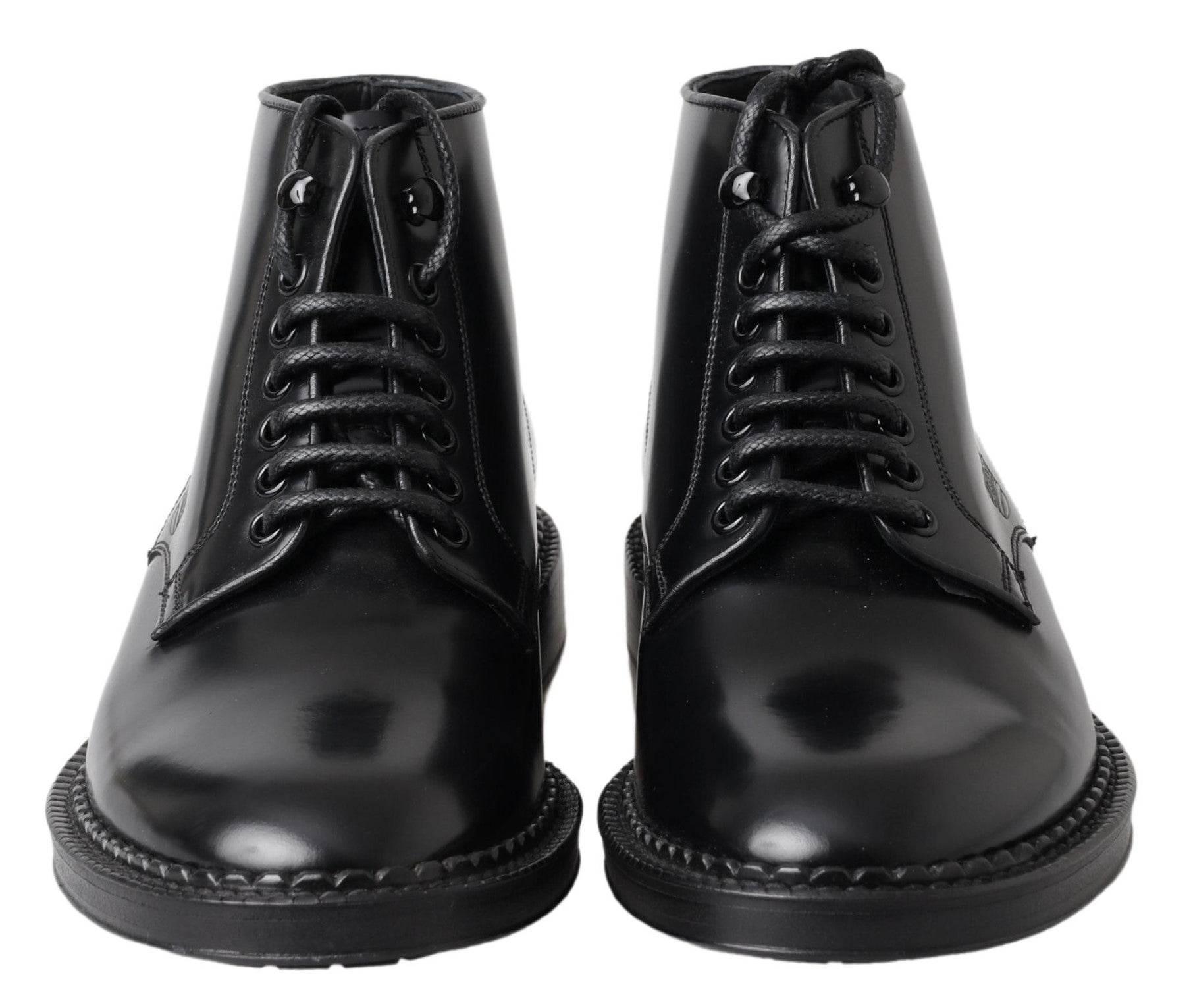 Dolce & Gabbana Elegant Black Leather Men's Boots - Hilstor
