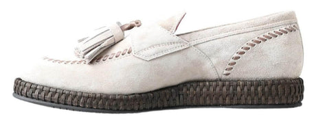 Dolce & Gabbana Elegant Ivory Leather Espadrilles - Hilstor