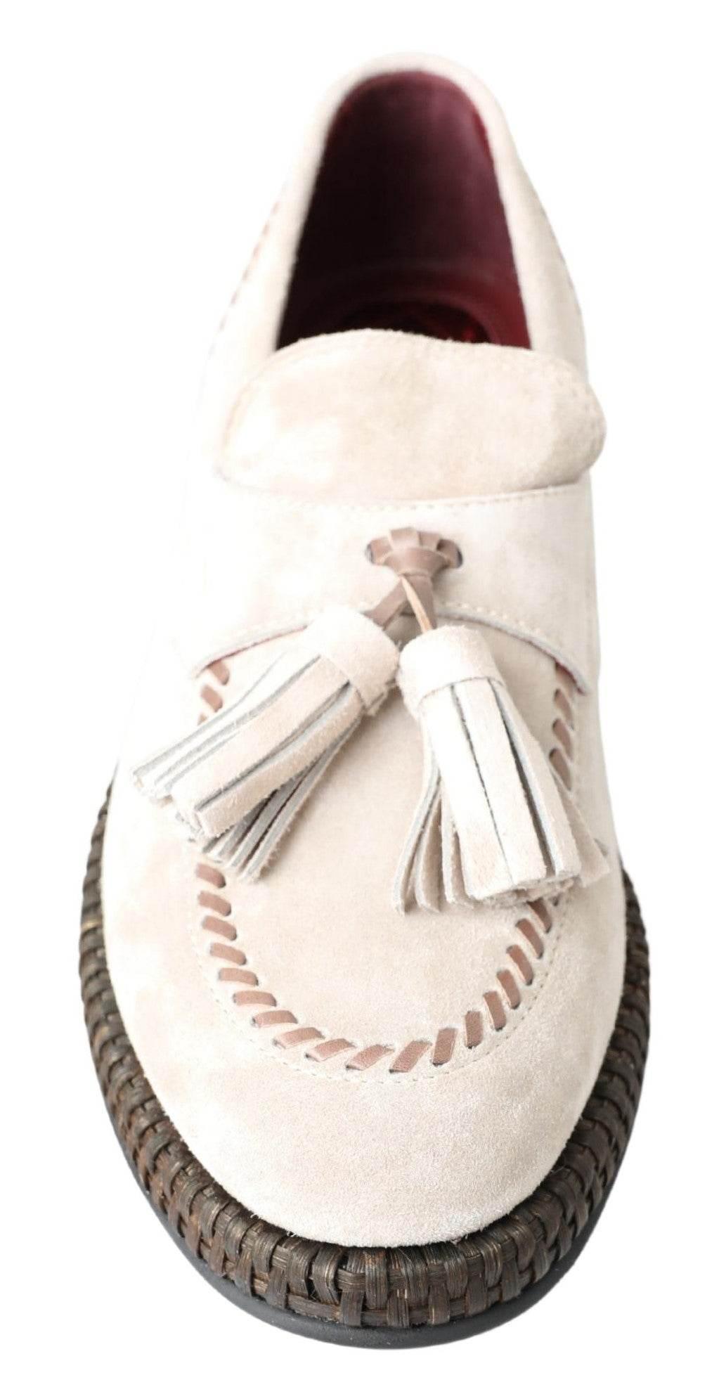 Dolce & Gabbana Elegant Ivory Leather Espadrilles - Hilstor