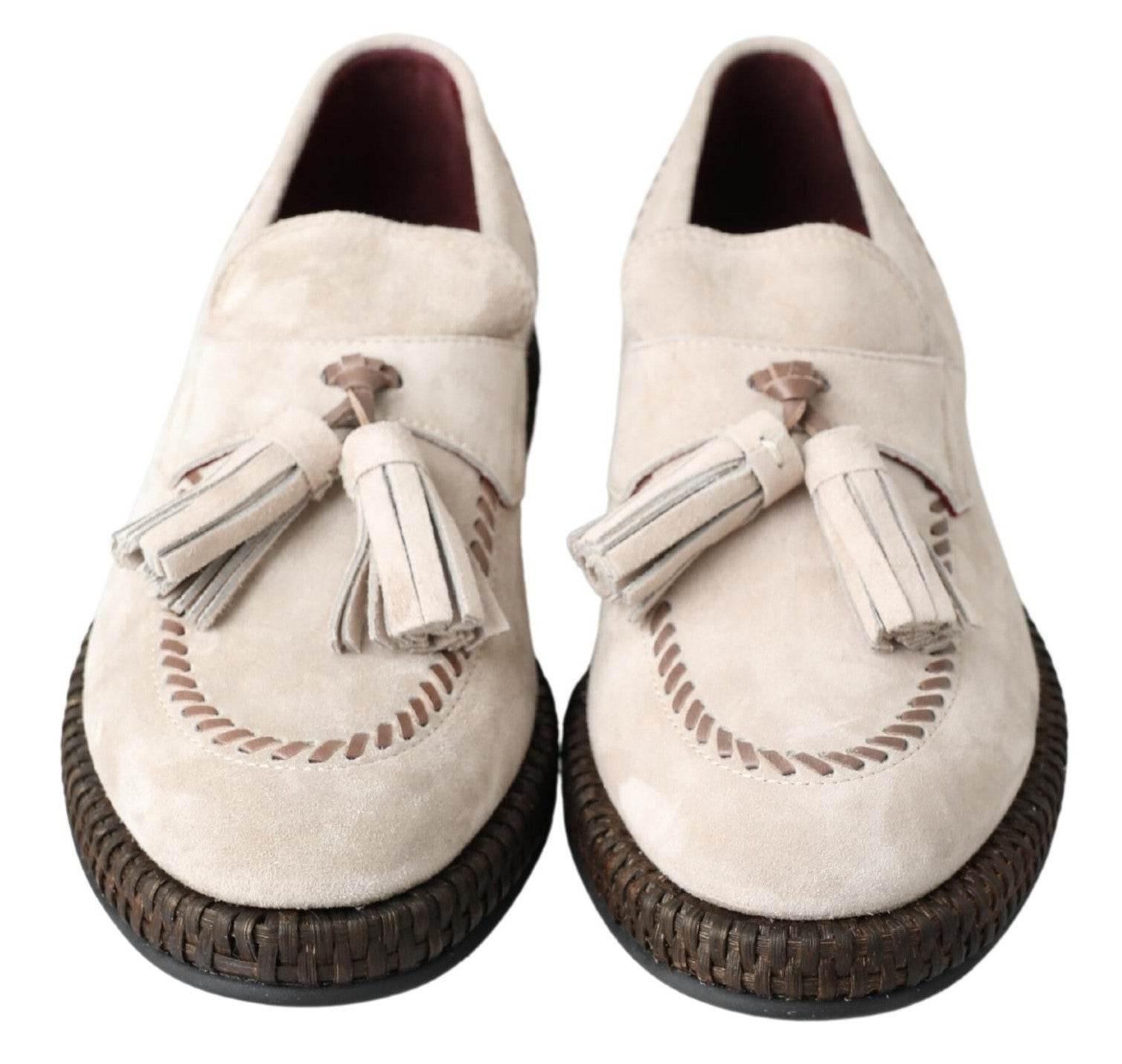 Dolce & Gabbana Elegant Ivory Leather Espadrilles - Hilstor