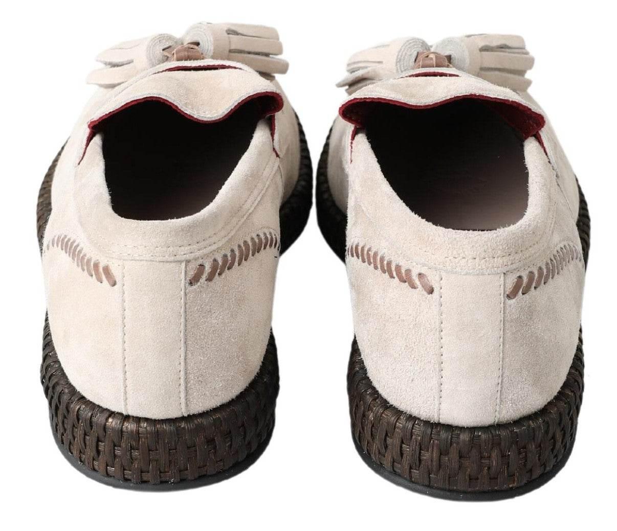 Dolce & Gabbana Elegant Ivory Leather Espadrilles - Hilstor