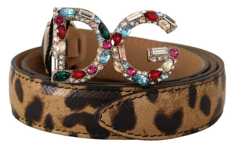 Dolce & Gabbana Elegant Crystal-Embellished Leopard Belt - Hilstor