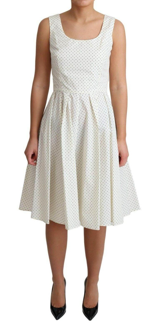 Dolce & Gabbana White Polka Dotted Cotton A-Line Dress - Hilstor