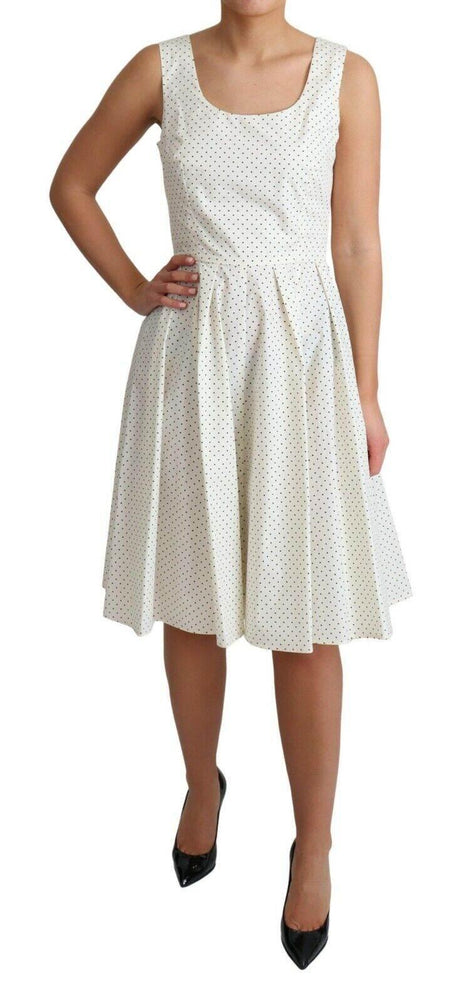 Dolce & Gabbana White Polka Dotted Cotton A-Line Dress - Hilstor