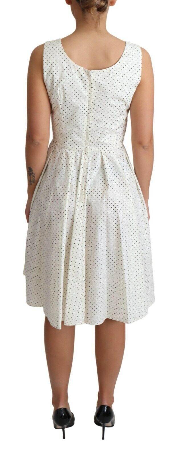 Dolce & Gabbana White Polka Dotted Cotton A-Line Dress - Hilstor