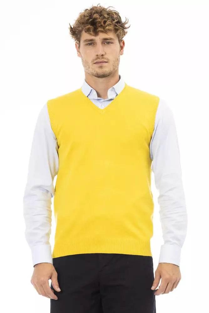 Alpha Studio Yellow Viscose Men Jacket - Hilstor