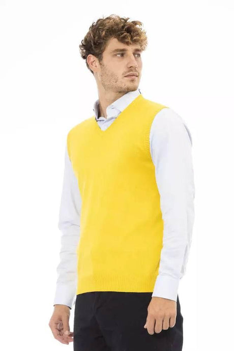 Alpha Studio Yellow Viscose Men Jacket - Hilstor