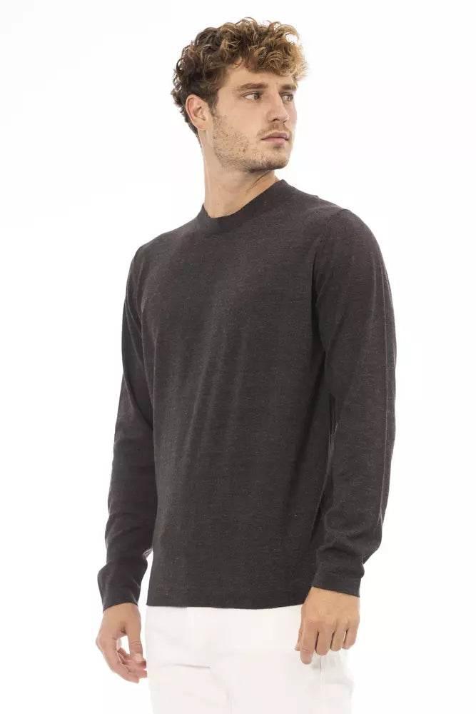 Alpha Studio Brown Cotton Men Sweater - Hilstor