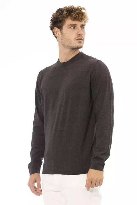 Alpha Studio Brown Cotton Men Sweater - Hilstor