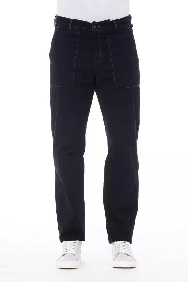 Alpha Studio Blue Cotton Men Pant - Hilstor