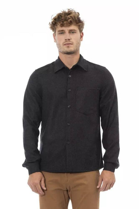 Alpha Studio Gray Wool Men Shirt - Hilstor