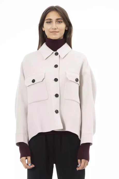 Alpha Studio Elegant White Wool Blazer Jacket - Hilstor