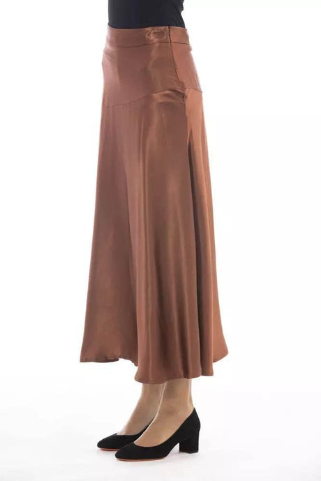 Alpha Studio Brown Viscose Women Skirt - Hilstor