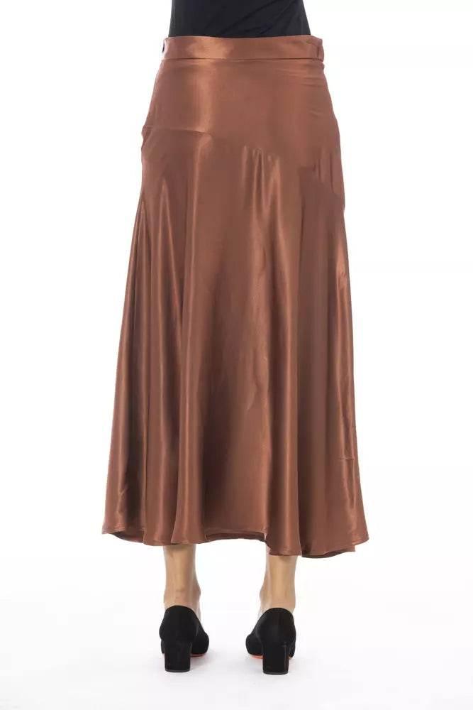 Alpha Studio Brown Viscose Women Skirt - Hilstor