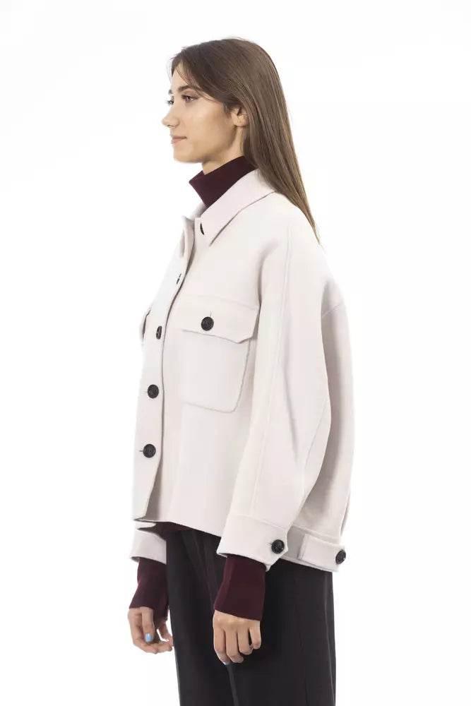 Alpha Studio Elegant White Wool Blazer Jacket - Hilstor