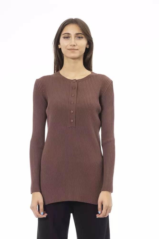 Alpha Studio Brown Viscose Women Sweater - Hilstor