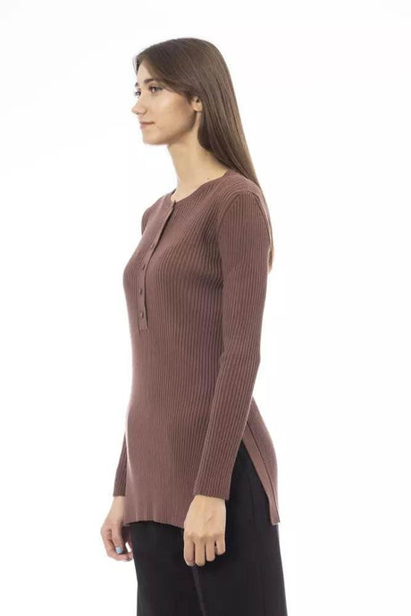 Alpha Studio Brown Viscose Women Sweater - Hilstor