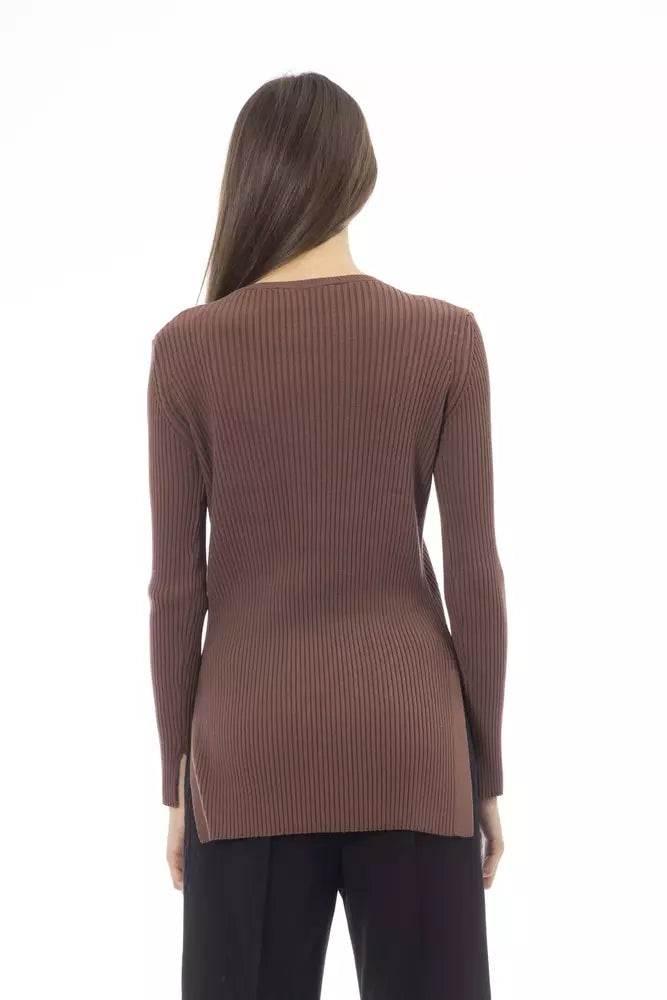 Alpha Studio Brown Viscose Women Sweater - Hilstor