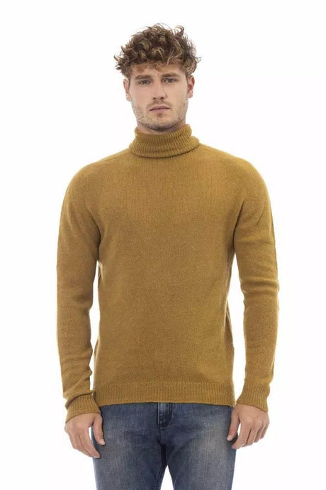 Alpha Studio Brown Alpaca Men Sweater - Hilstor