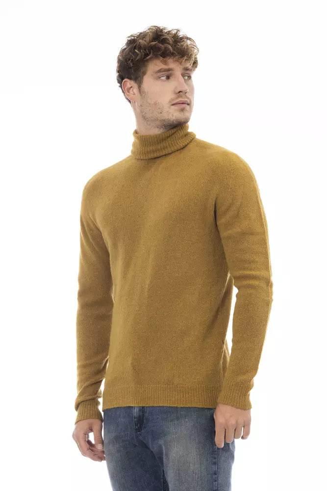 Alpha Studio Brown Alpaca Men Sweater - Hilstor
