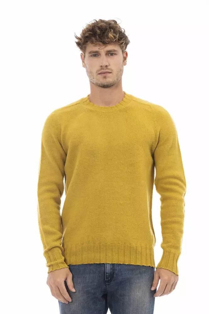 Alpha Studio Yellow Wool Men Sweater - Hilstor