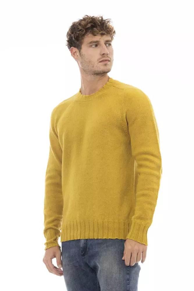 Alpha Studio Yellow Wool Men Sweater - Hilstor