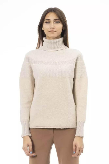 Alpha Studio Beige Wool Women Sweater - Hilstor