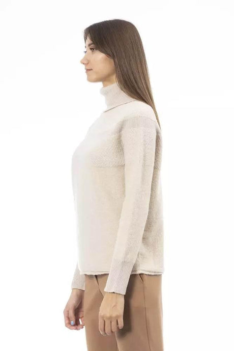 Alpha Studio Beige Wool Women Sweater - Hilstor