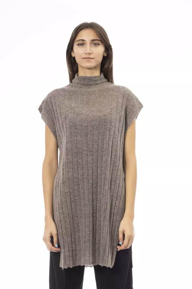 Alpha Studio Brown Wool Women Sweater - Hilstor