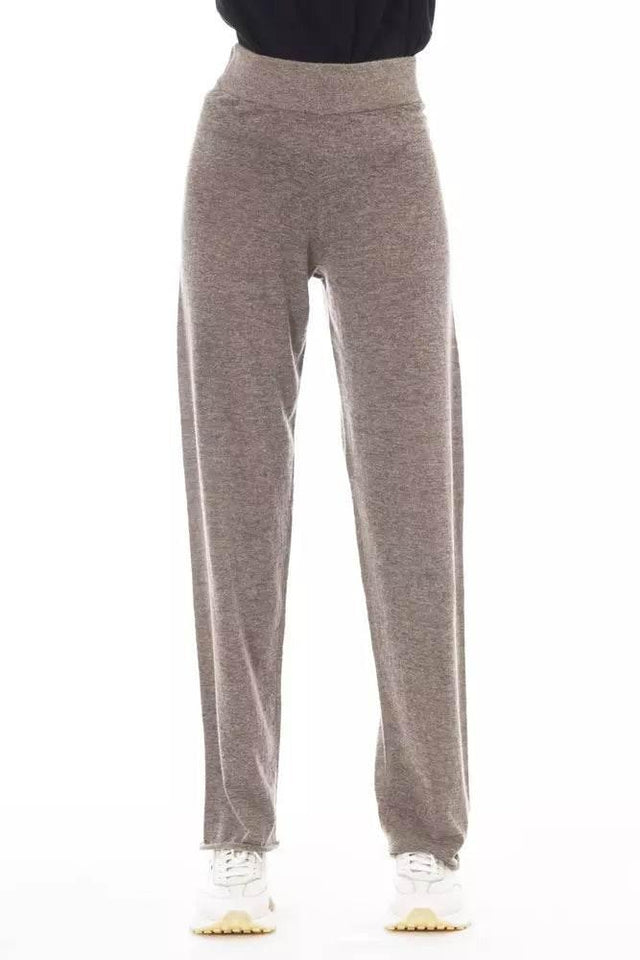 Alpha Studio Brown Wool Women Pants - Hilstor