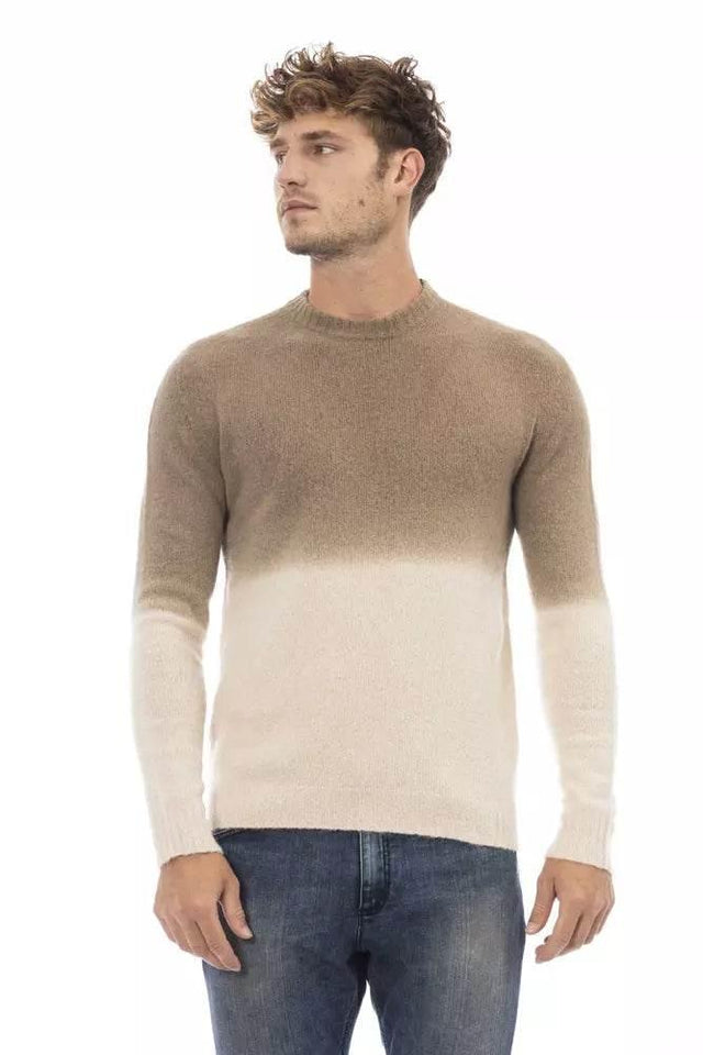 Alpha Studio Beige Alpaca Men Sweater - Hilstor