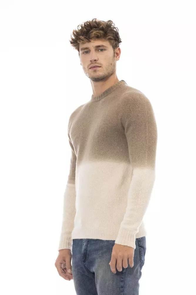 Alpha Studio Beige Alpaca Men Sweater - Hilstor