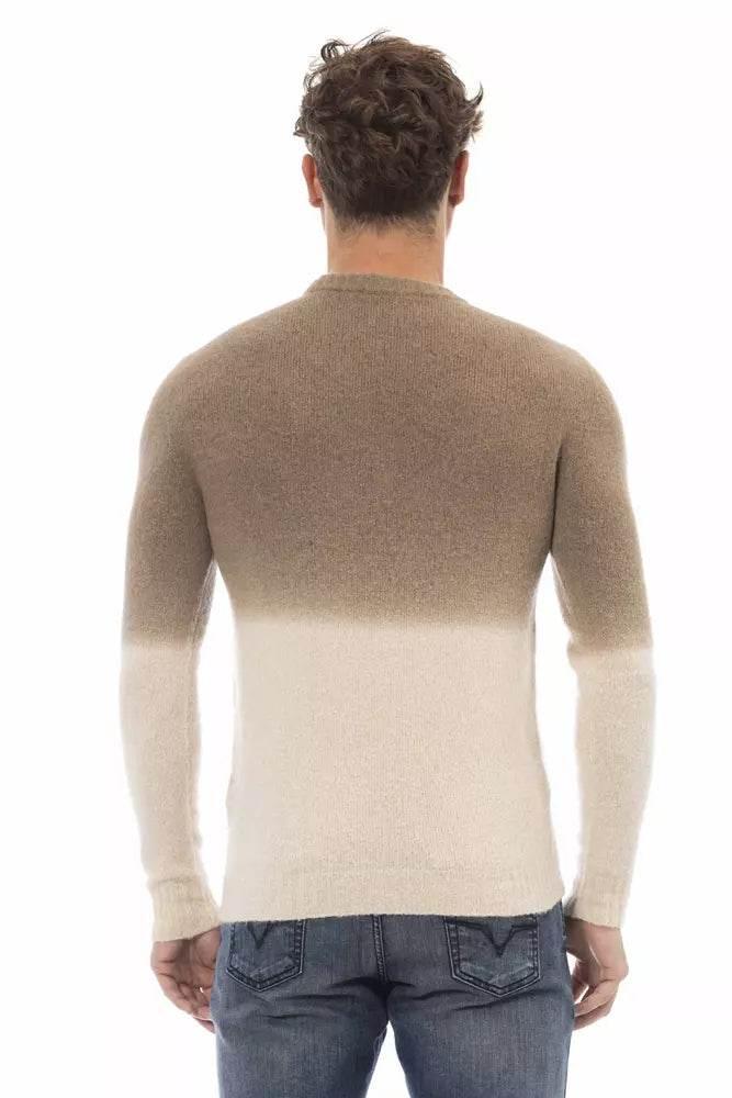 Alpha Studio Beige Alpaca Men Sweater - Hilstor