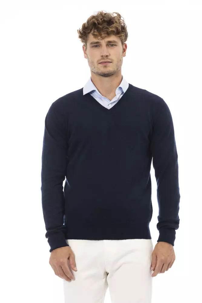 Alpha Studio Blue Wool Men Sweater - Hilstor