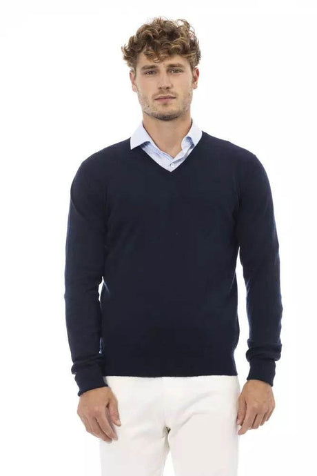 Alpha Studio Blue Wool Men Sweater - Hilstor
