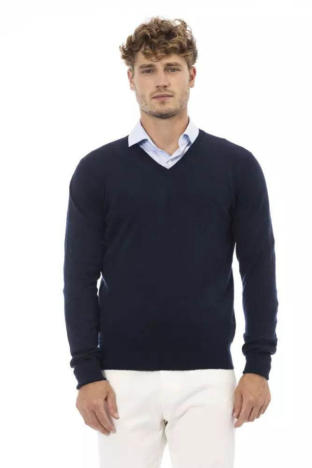 Alpha Studio Blue Wool Men Sweater - Hilstor