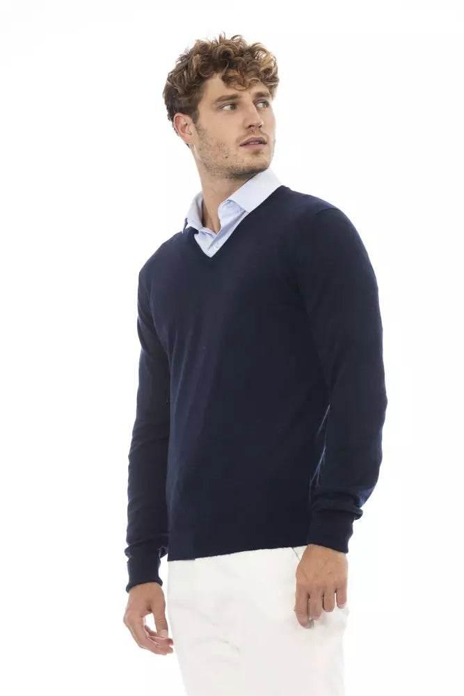 Alpha Studio Blue Wool Men Sweater - Hilstor