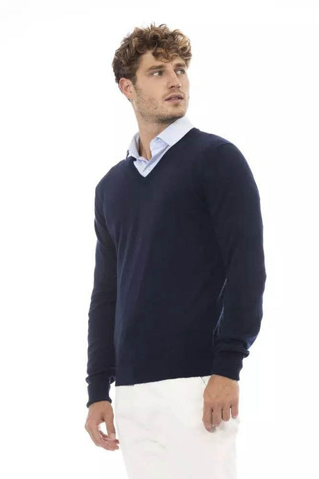 Alpha Studio Blue Wool Men Sweater - Hilstor