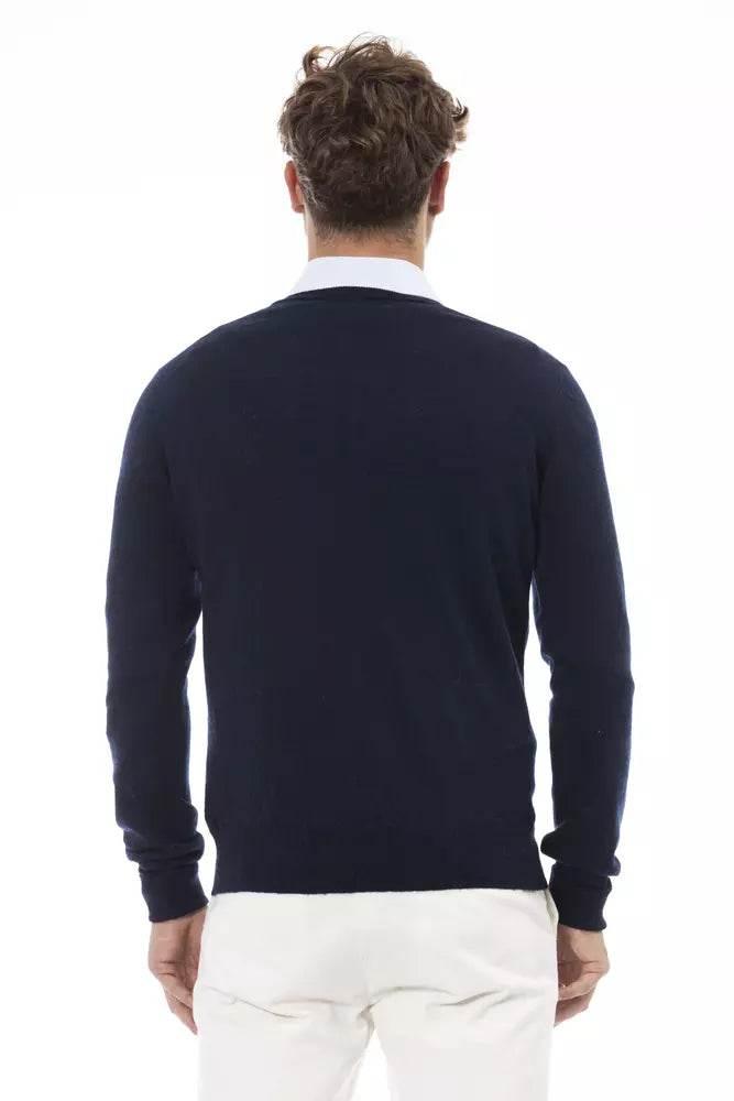 Alpha Studio Blue Wool Men Sweater - Hilstor