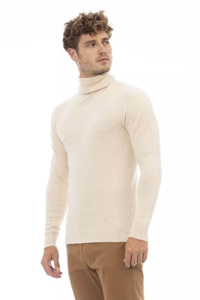 Alpha Studio Beige Alpaca Men Sweater - Hilstor