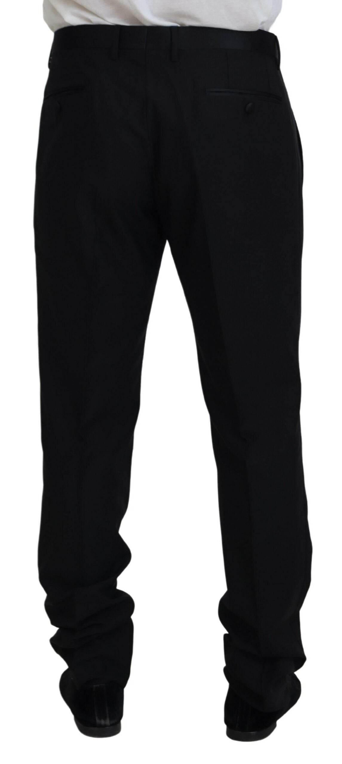 Dolce & Gabbana Black Dress Wool Silk Trouser Pants - Hilstor