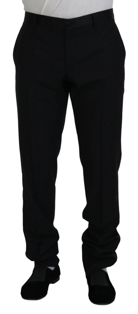 Dolce & Gabbana Black Dress Wool Silk Trouser Pants - Hilstor