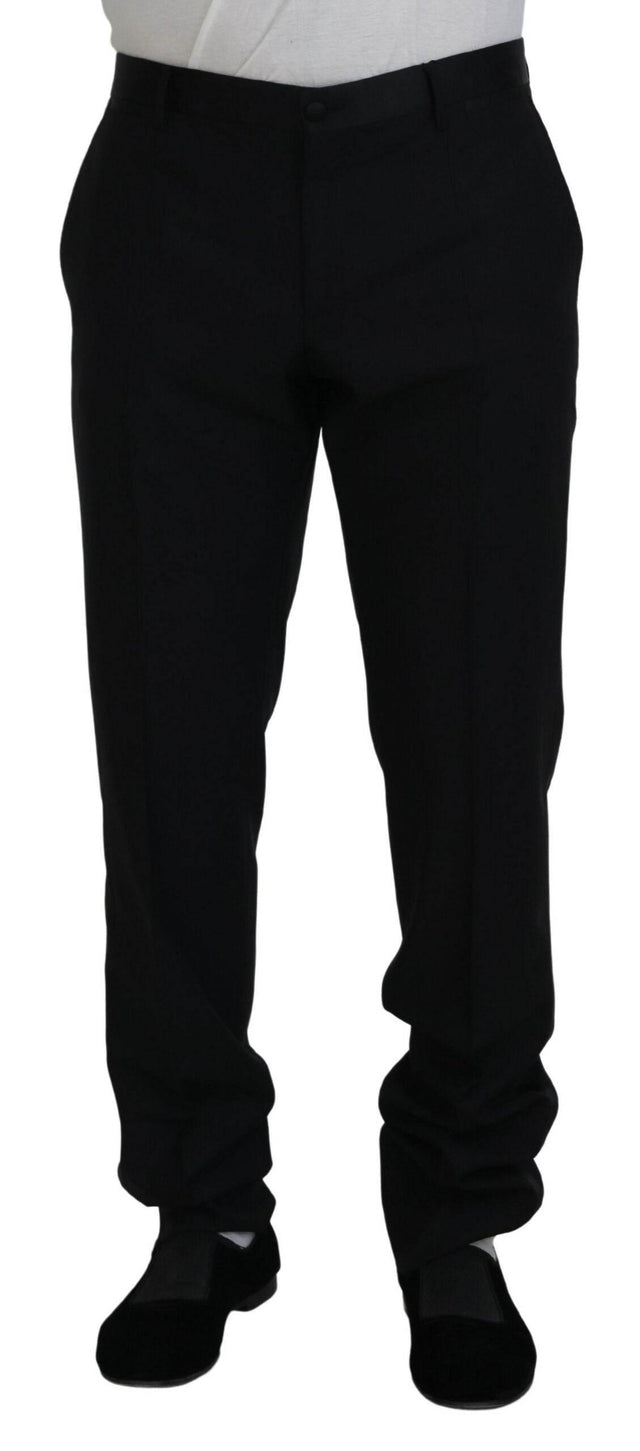 Dolce & Gabbana Black Dress Wool Silk Trouser Pants - Hilstor