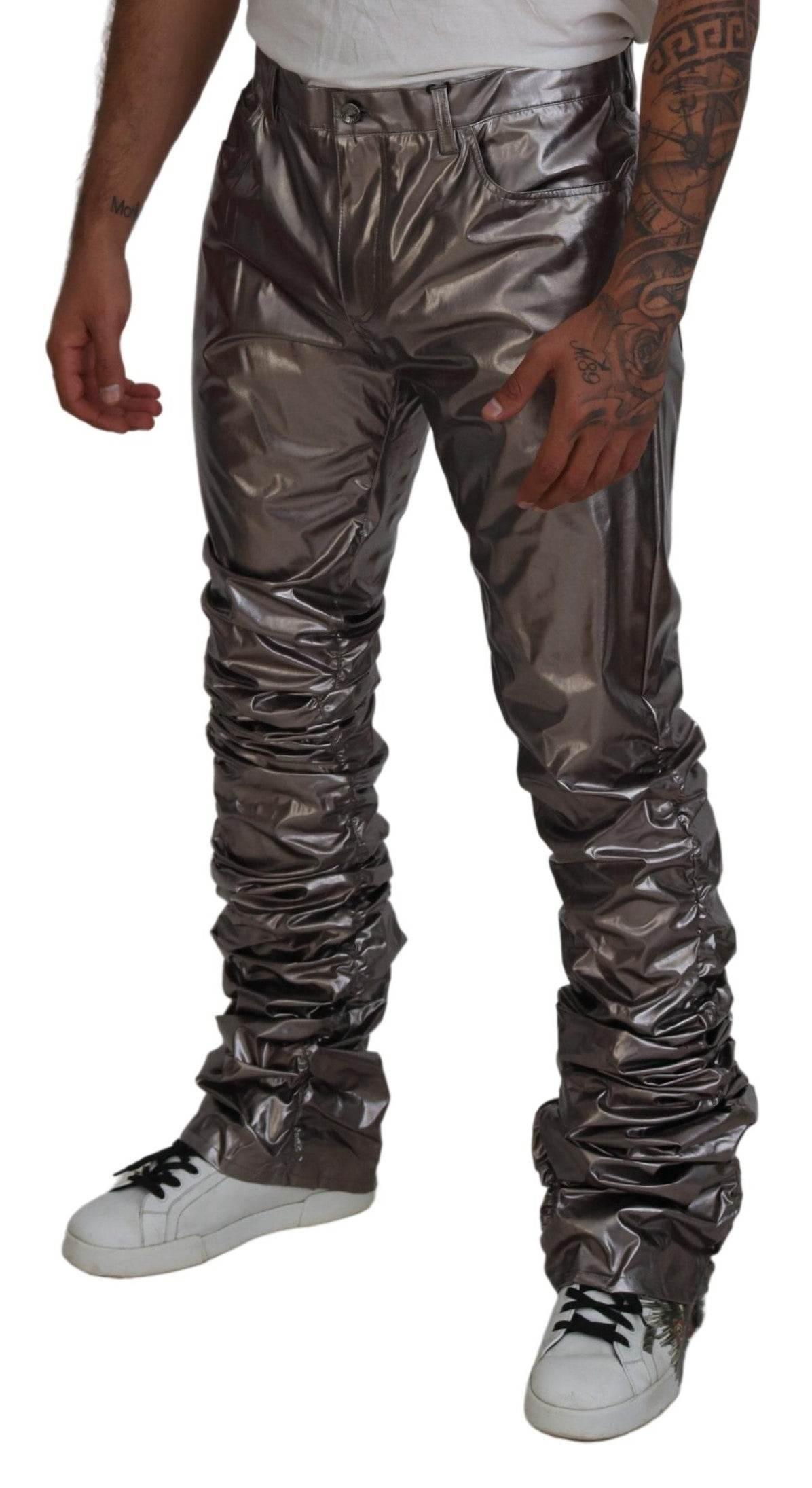 Dolce & Gabbana Metallic Silver Casual Pants - Hilstor