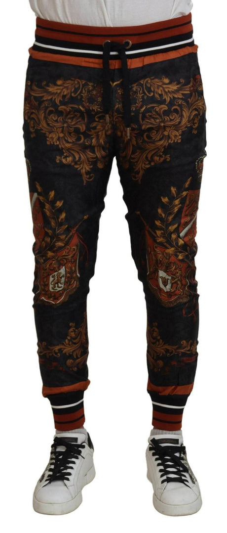 Dolce & Gabbana Baroque Crown Silk Sweatpants - Hilstor