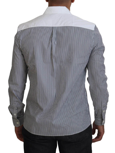 Dolce & Gabbana Gray White Striped Slim Fit Shirt - Hilstor