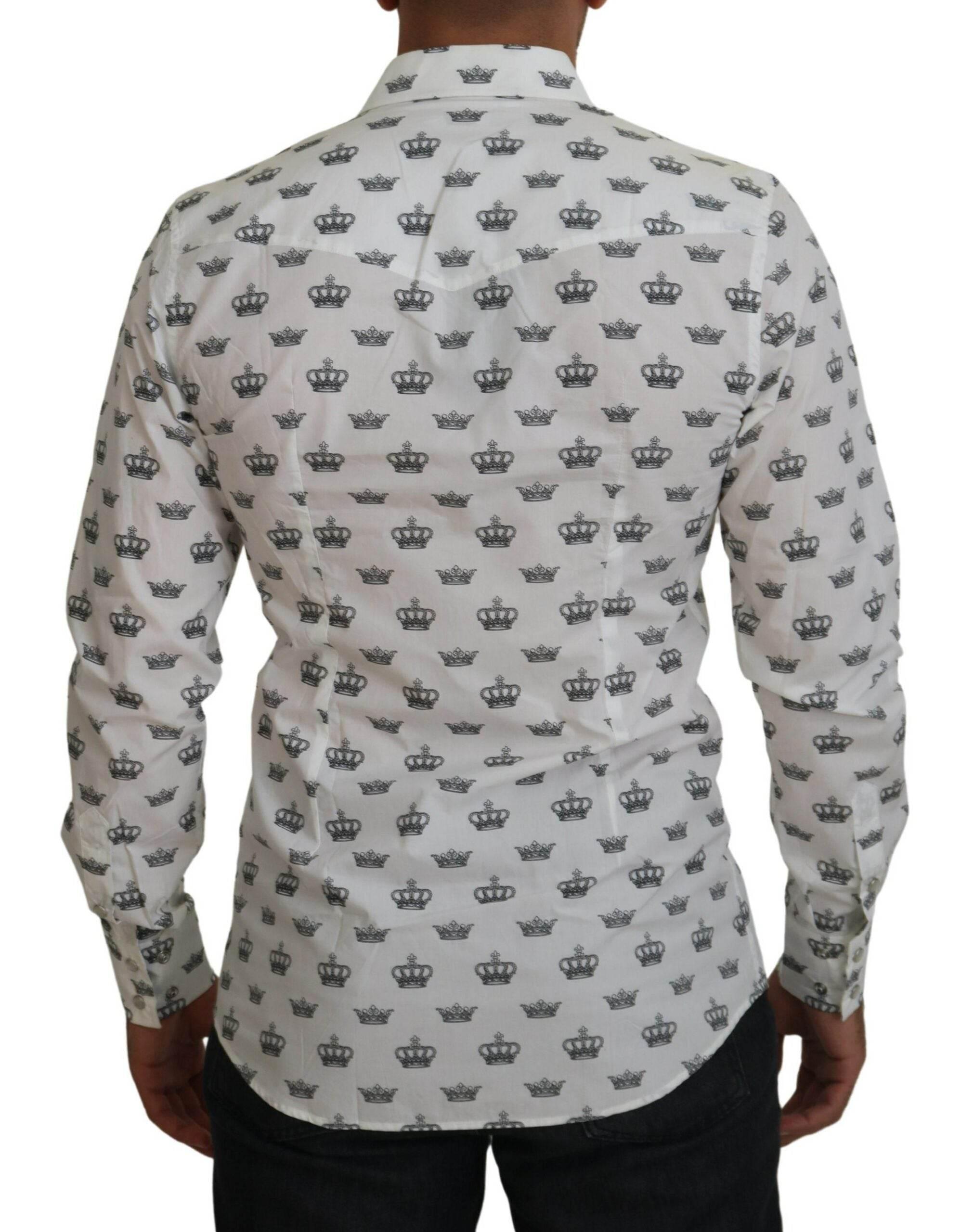 Dolce & Gabbana Slim Fit Crown Print Dress Shirt - Hilstor