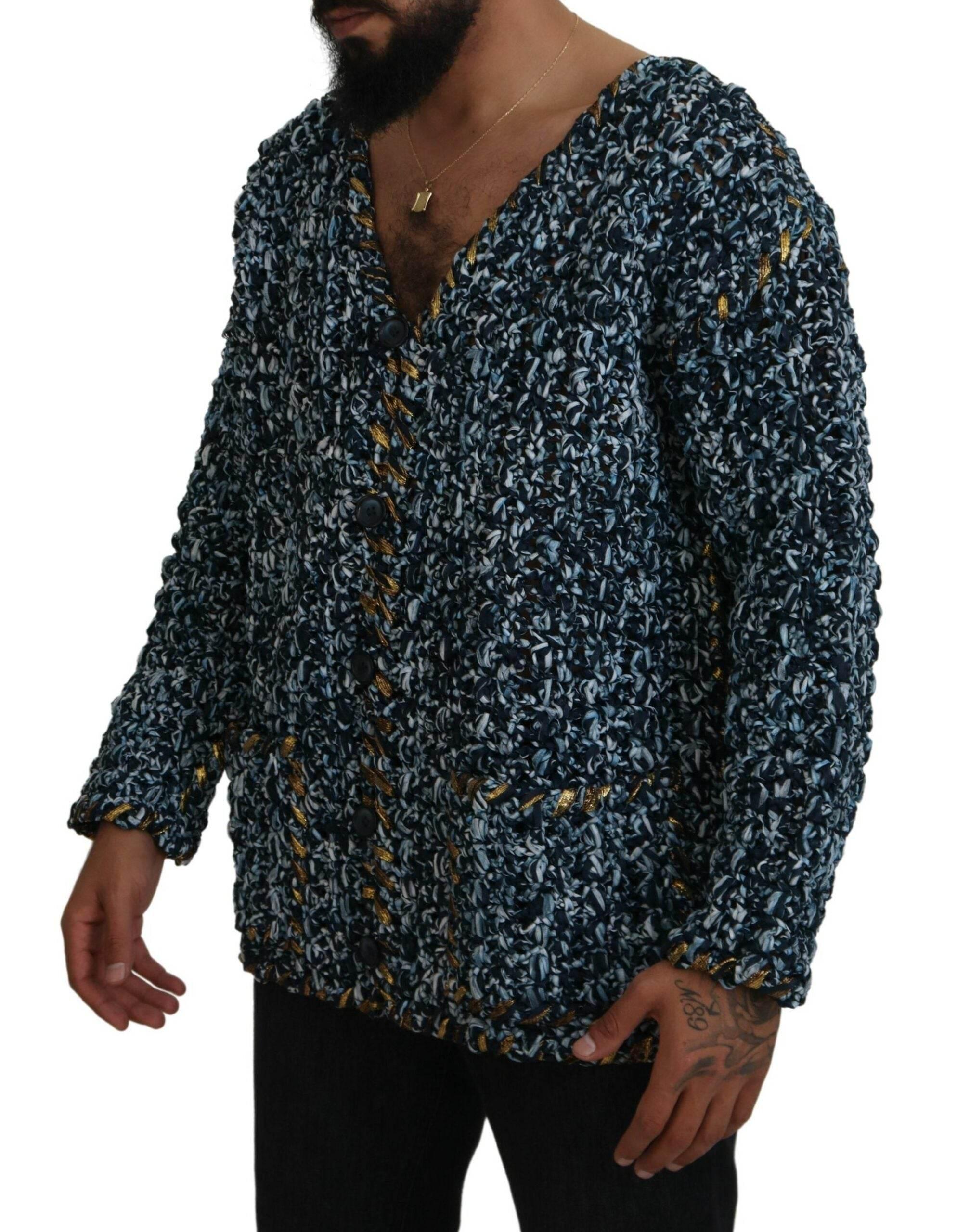 Dolce & Gabbana Blue Button Cardigan Fatto A Mano Sweater - Hilstor